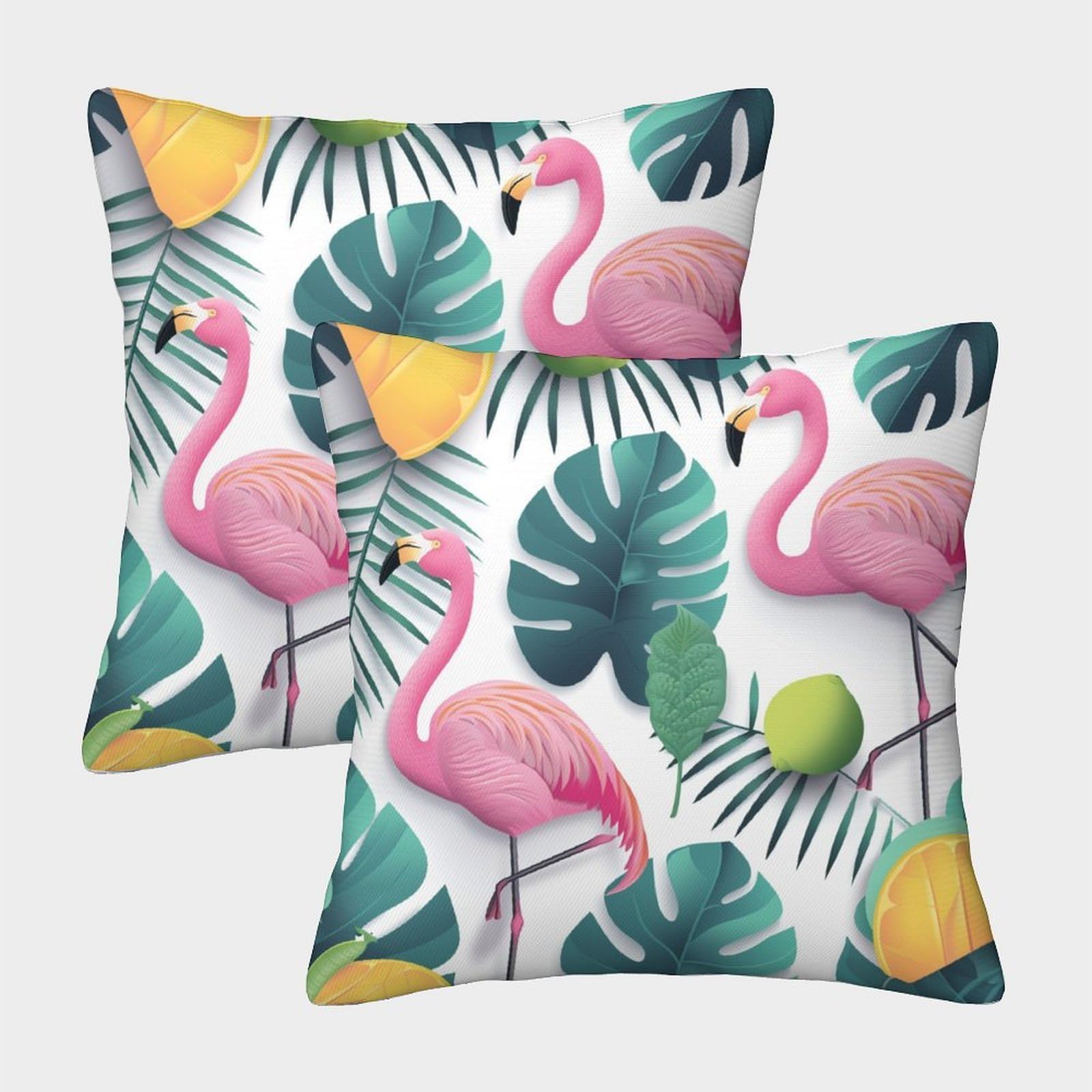 kaiyun 2 Pack Flamingo Pillowcase 50x50cm,Tropical Theme Cushion Cover,3D Digital Printing Bed Sofa Decorative