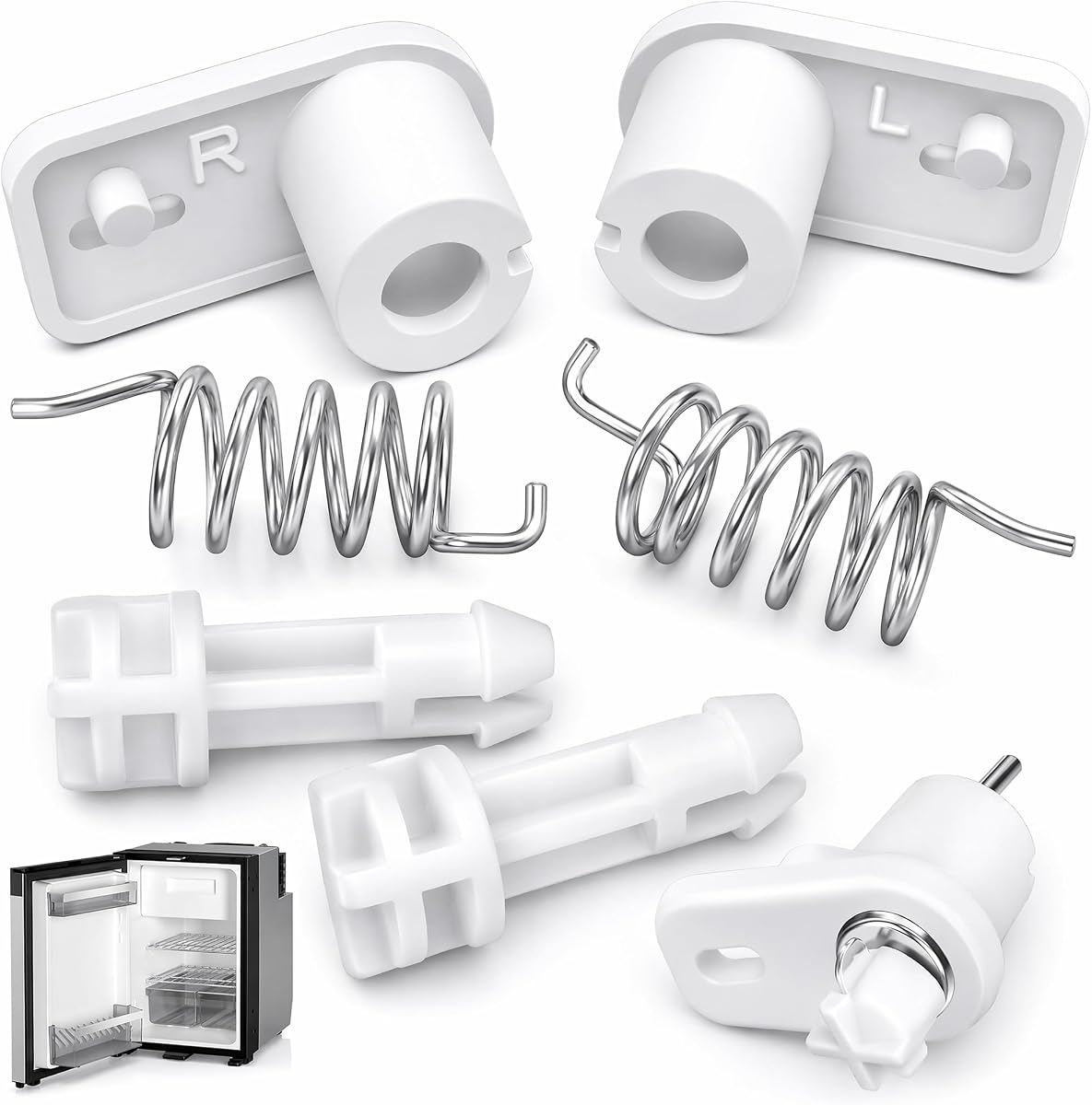 3-in-1 Left & Right Spring Assembly Kit with Housing, Spring and Bolt, Compatible with Dometic RV Camper Trailer Fridge Freezer, Replacement Part# 2932754019 2932754027 2002236004 2002236012