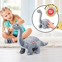 Vista 4 de TOY Life Remote Control Dinosaurs - Walking Electronic, Plush Brontosaurus & Stuffed Animal - RC Dinosaur Gift for Kids 3-7+