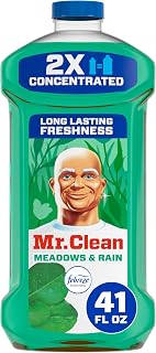 Mr. Clean 2X Concentrated All-Purpose Cleaner, Meadows & Rain Scent, 41oz Multi-Surface Floor Mop & Home Cleaner