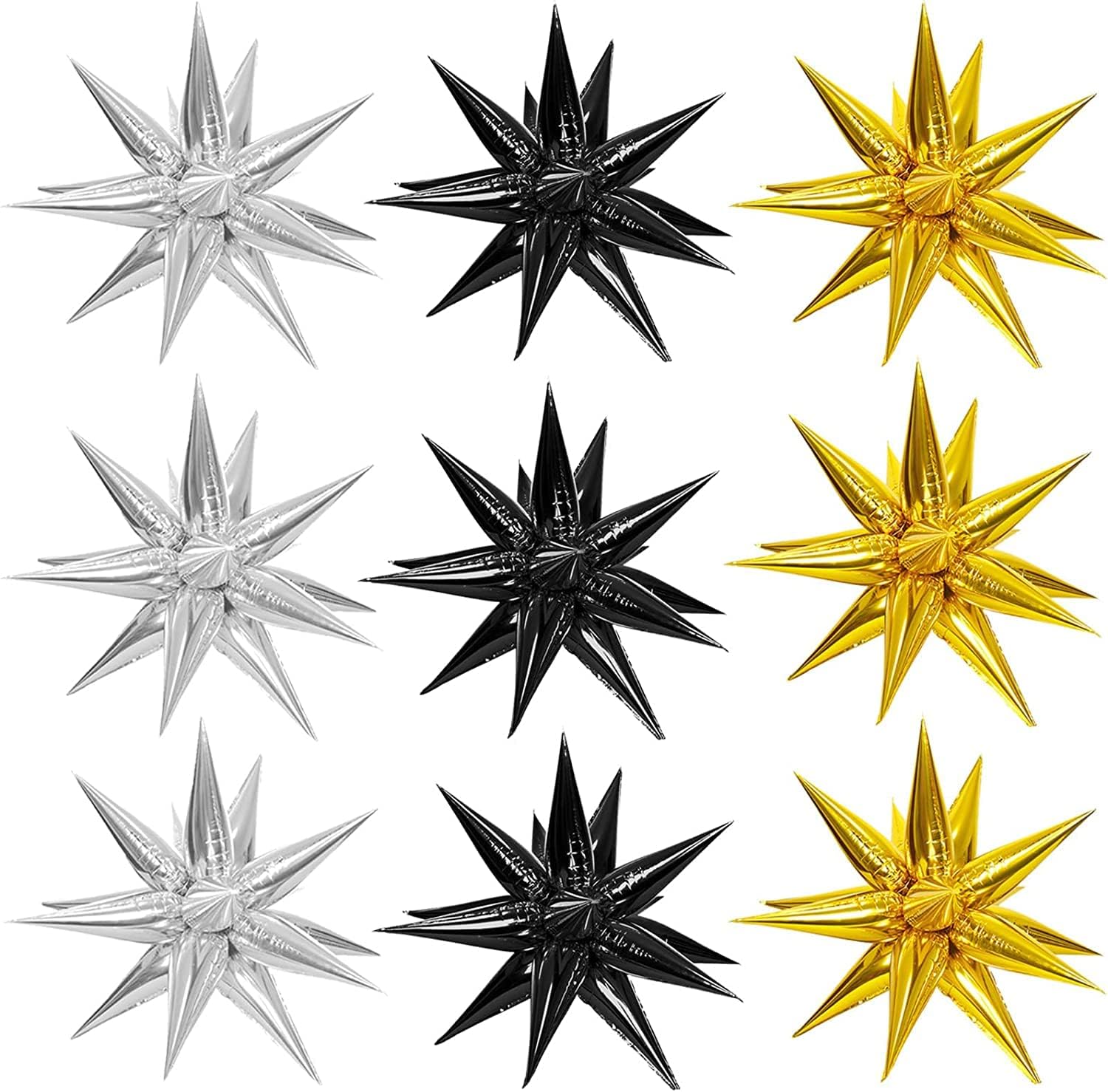 KatchOn 50 Gold Star Exploding Star Balloons, 26x9 Inch, Perfect for Christmas Parties, Children