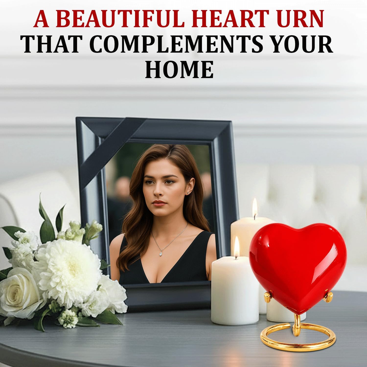 Mini Urn for Human Ashes – Keepsake Urn for Ashes – Small Heart Urn Memorial with Stand – A Beautiful Heart Shaped Tribute for Women, Men, Baby & Infant (Red, Small)