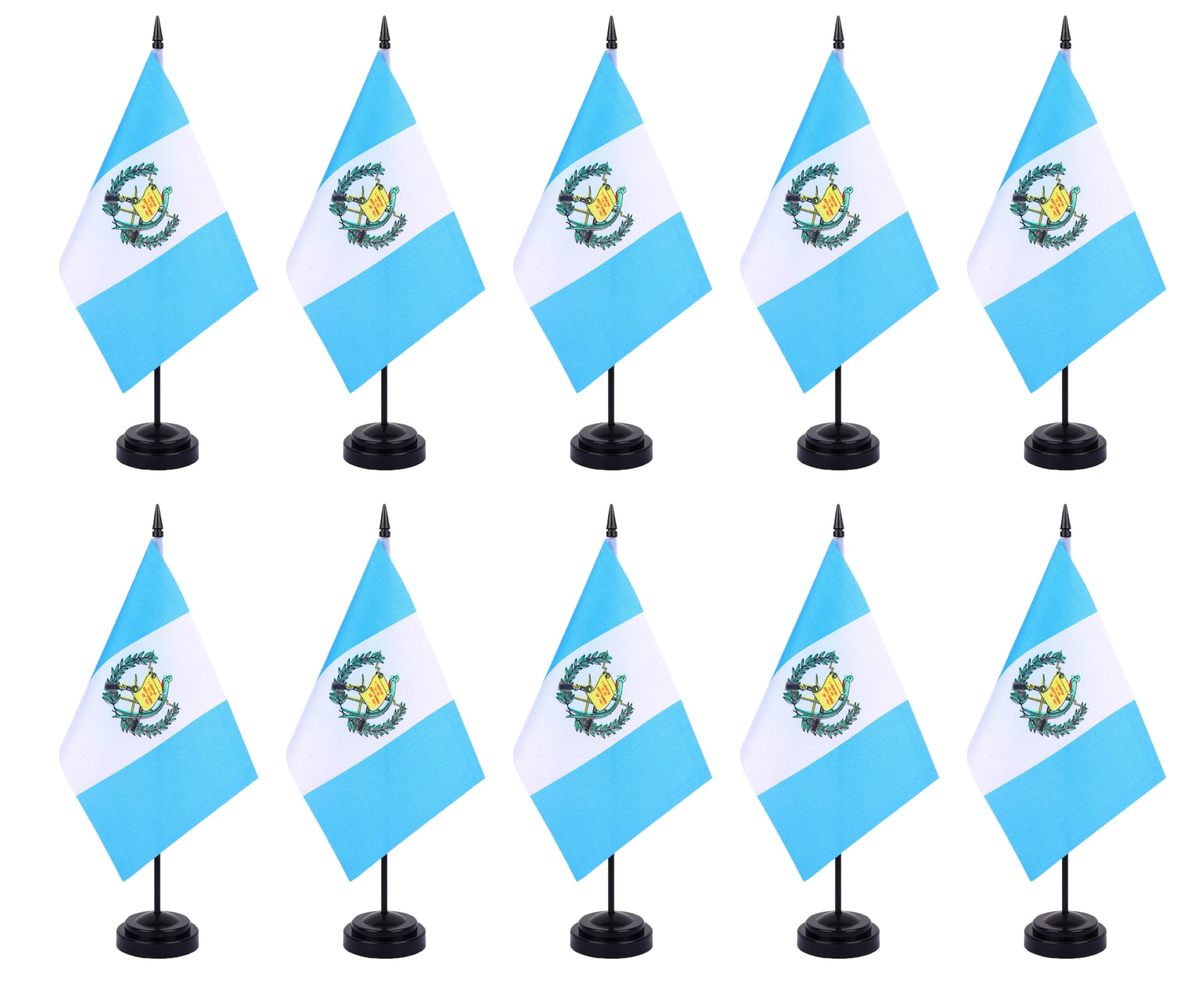 ZXvZYT Guatemala Flag Banner Guatemala Desk Flag Set Small Mini Guatemalan Office Table Stick Flags with 12" Solid Pole Black Stand Base Decorations (12 Pack)