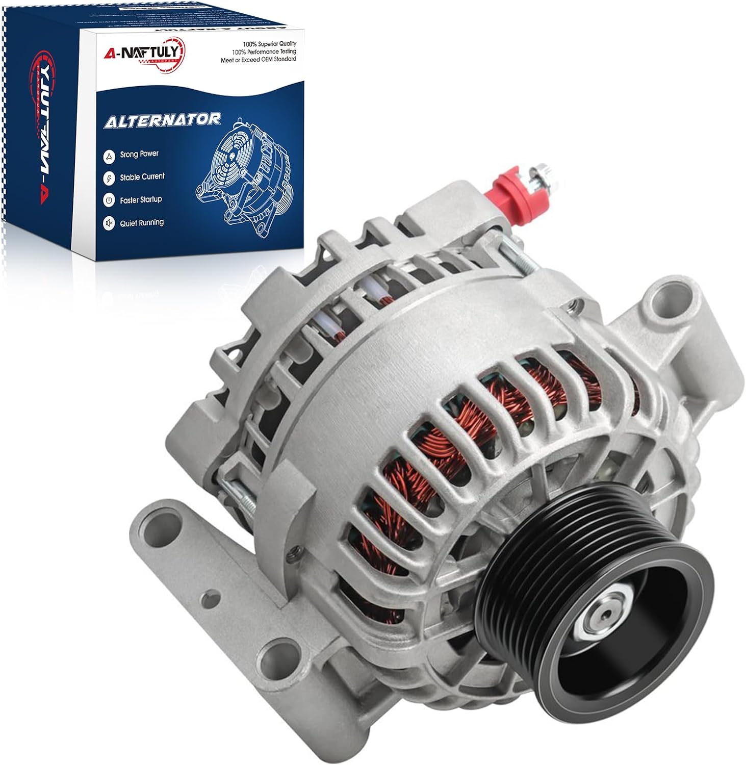 Alternator Fits for 2005 2006 2007 Ford F-250 F250 F350 F450 F550 Super Duty 6.0L 6.0 Diesel Pickup, 110A High Output Alternator Replace 5C3T-10300-BA, 5C3Z-10346-BA, 6C3T-10300-BA, AFD0131, 40014075