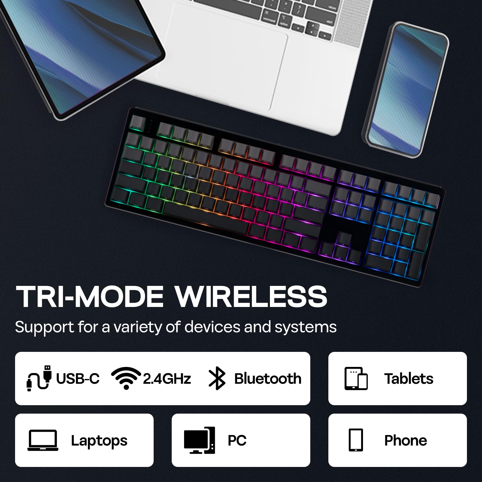 Amazon.com: EPOMAKER TH108 Full Size Mechanical Keyboard, Wireless