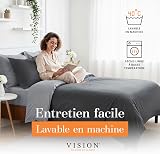 Vision Bedding Set - 100% Cotton - 1 Duvet Cover 240 x 260 cm + 2 Pillowcases 65 x 65 cm - Taupe and White - 8