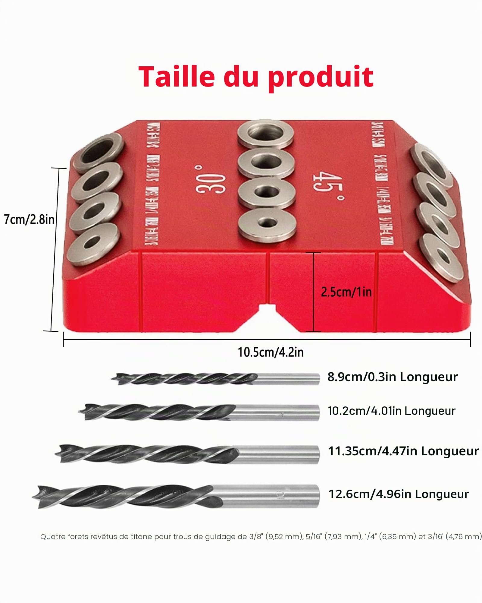 Guide de Percage Bois d'angle 30/45/90°: Guide des Tailles Gabarit de Perçage Réglables en angle pour Perpendiculaire du Bois et du Métal
