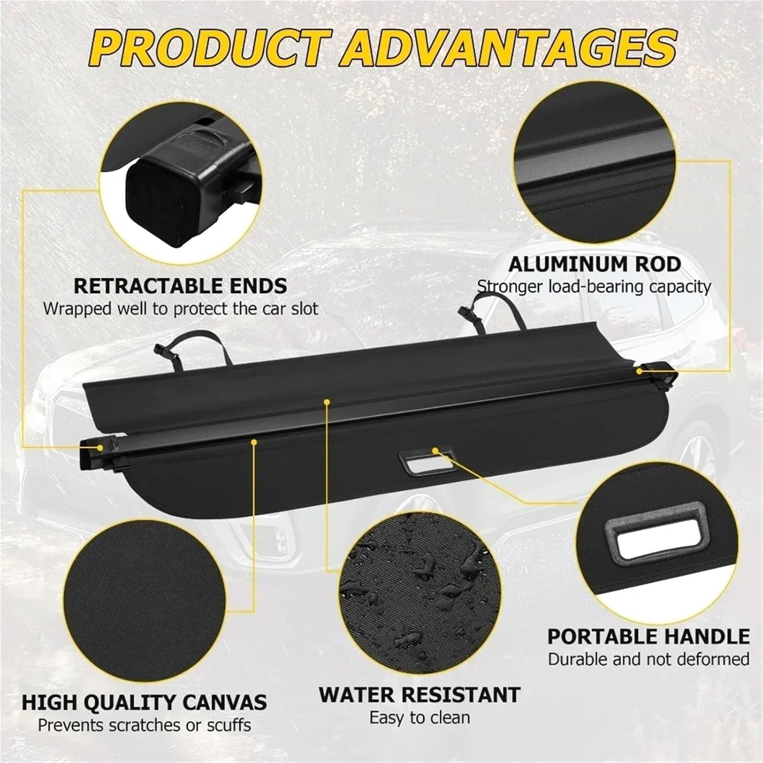 Car Rear Trunk Cargo Cover Compatible with Subaru Forester 2014-2025 Retractable Curtain Tail Box Storage Rack Board Privacy Shield(for 2019-2025)