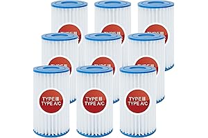 9 Pack Pool Filter Cartridges, Reusable for Above-Ground Pools