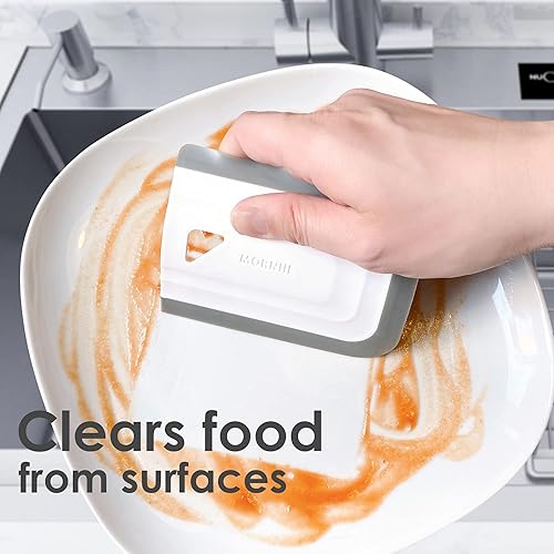 Miniatura 5 de MORNIIE Escobilla pequeña curvada, pequeña escobilla de fregadero para encimera de cocina y fregadero, limpia salpicaduras y derrames, prelavado de