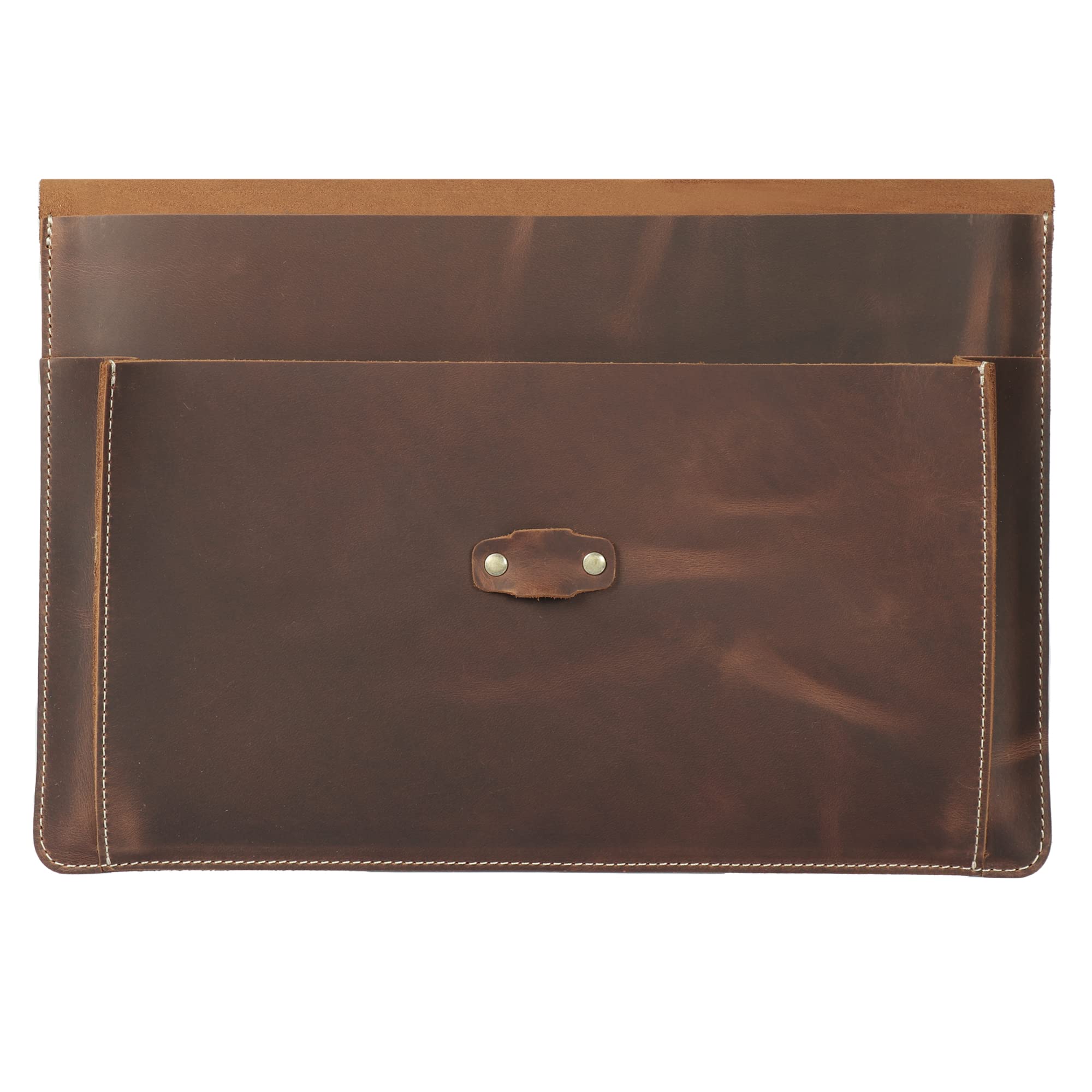 Londo Funda de Cuero Genuino para MacBook Pro y MacBook Air, con Bolsillo Frontal y Cierre Flap – 16" - 15" - 15,5" (M4, M3, M2, M1, Pro & Max) Modelos 2020-2024