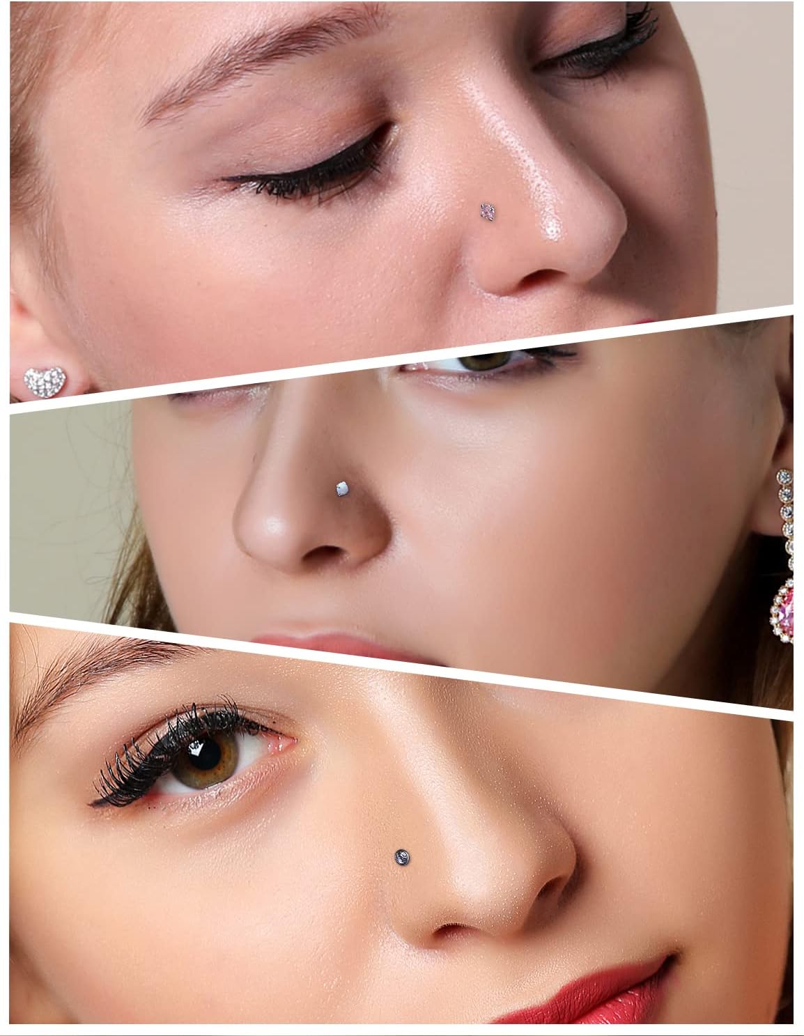 18G 20G 22G Opal Nose Rings Studs Surgical Steel Nose Nostril Piercing Jewelry for Women Men Opal CZ Size 1.5mm 2mm - Image 6