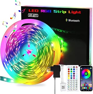 LED Strip Lights for Bedroom 65ft Decor - LED Lights RGB APP Control Color Changing Smart Lights Bluetooth Music Sync with 44 Keys Remote for Wall Kitchen Living Room Home Party