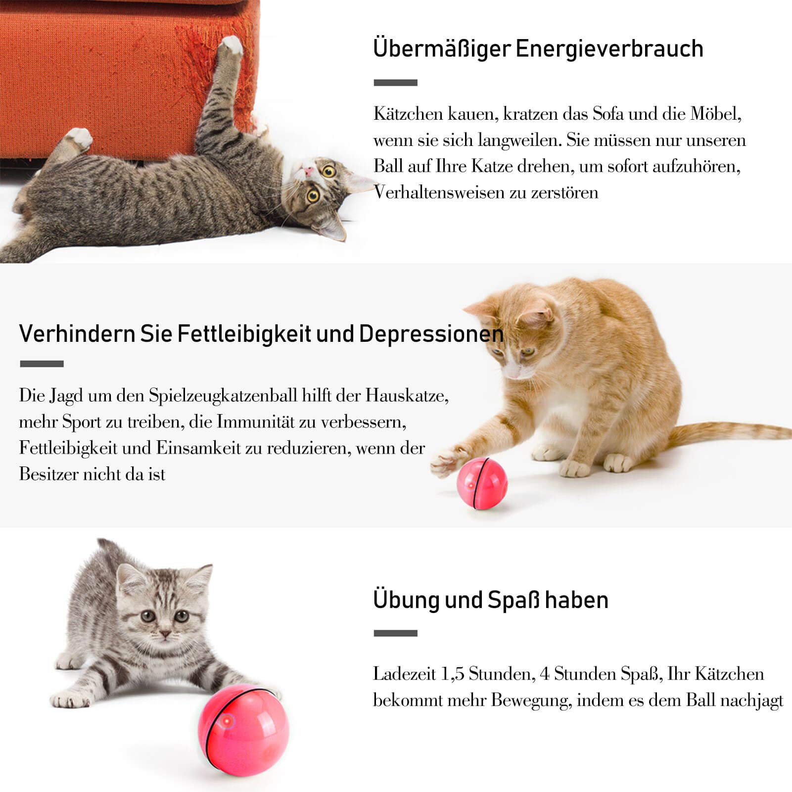 Diwuji Kattenspeelgoed bal interactieve automatische zelf roterende