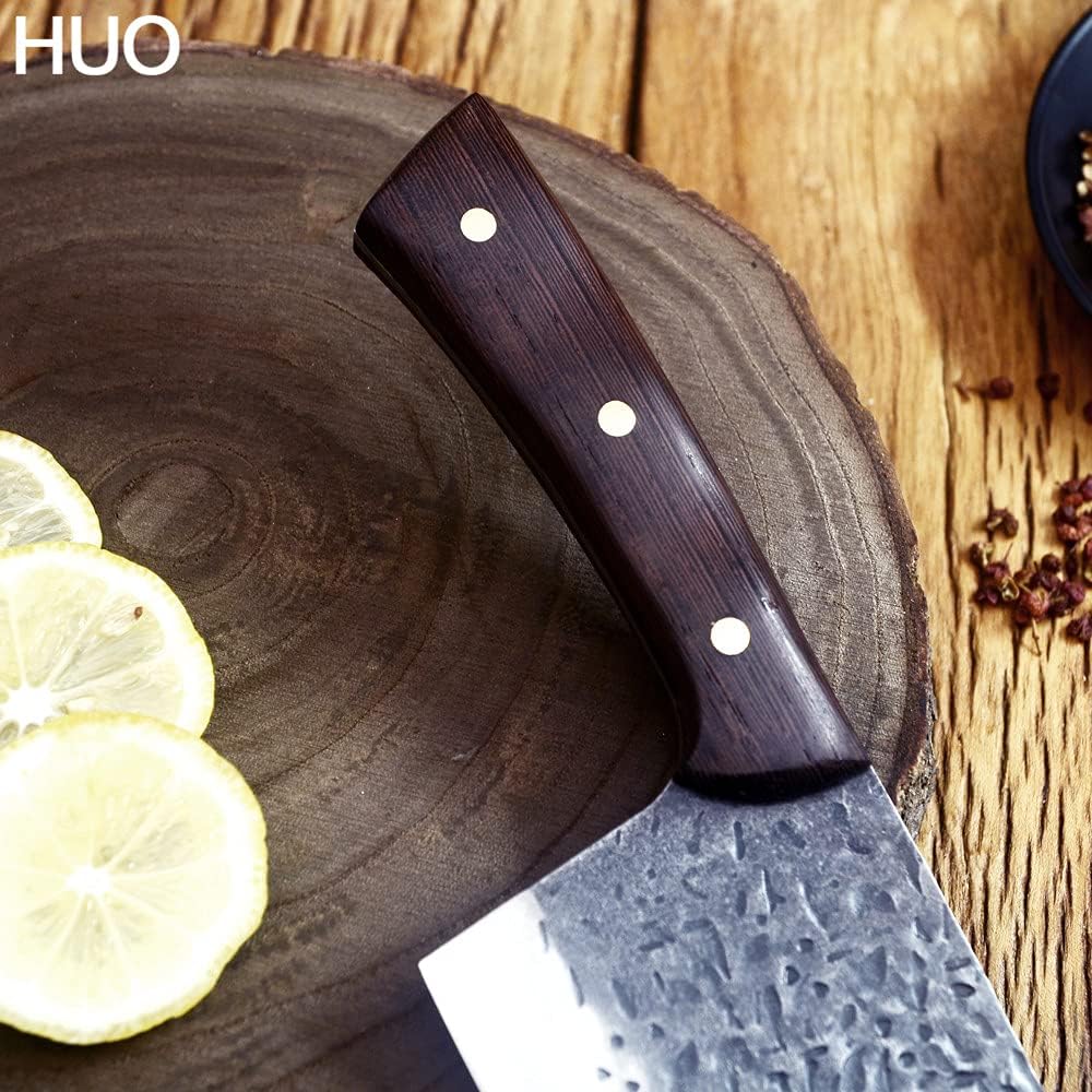 Meat Cleaver,Cleaver Knife, Handmade Forging Kitchen Knives Serbian Kiritsuke Knife Chef High-carbon Clad Steel Cleaver Filleting Slicing Knife