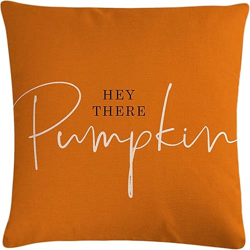 7COLORROOM Funda de almohada decorativa de otoño, funda de cojín de calabaza de color naranja otoñal, decoración del hogar, fundas de almohada de 18
