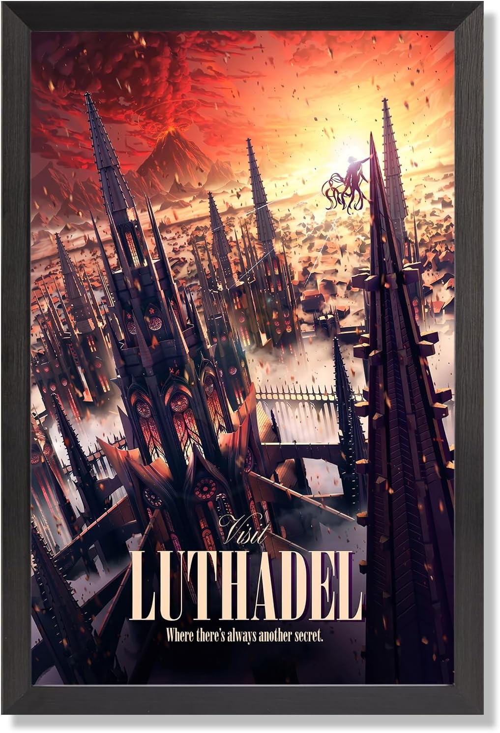 Flat Framed Fantasy Travel Canvas Posters Funny Gothic Wall Art Luthadel Cityscape Prints Painting For Living Room Bedroom Bathroom Wall Decor 16x20in
