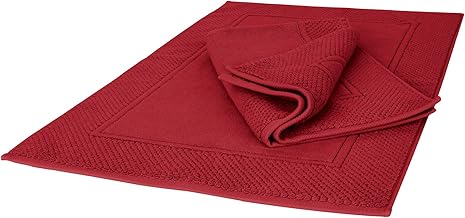 Ruggeri - Set of 2 Bath Rugs 50 x 80 cm - 100% Extra Soft Cotton - Let's Color! Collection (Red)
