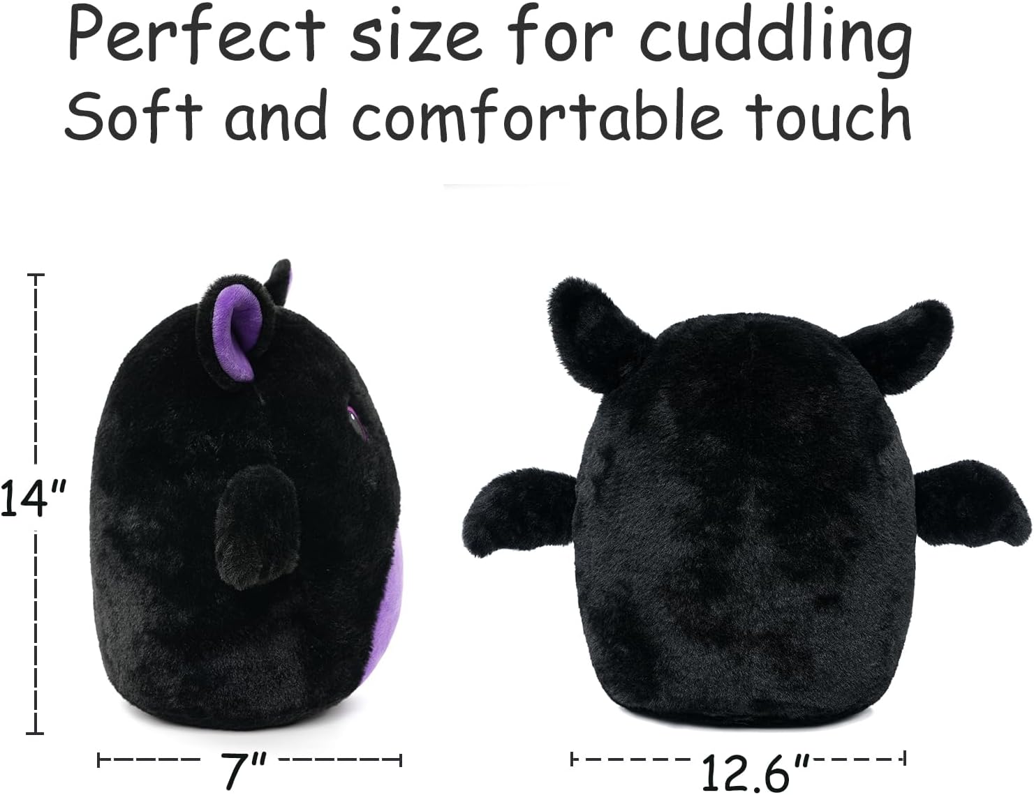Huggable Cute Bat Stuffed Animal Plush Toy with Wings and Embroidered Eyes - 14 Inches - Halloween Theme Party Gift for Boys and Girls - Image 8