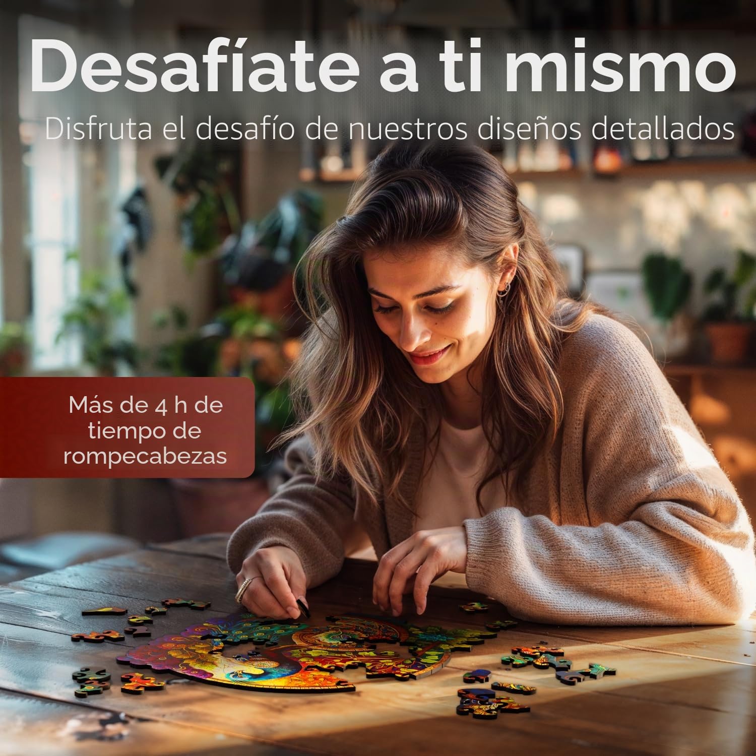 Crafthub Puzzle de Madera de Animales – A3 Animal Rompecabezas para Adultos – Pavo Real – Formas de Rompecabezas únicas – 127 Piezas – 26.9cm x 27.3cm