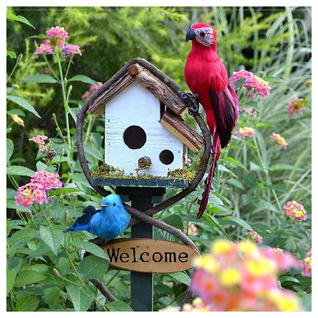 Vogelhäuschen, Handgemacht Hölzern Stehender Vogelnistkasten Dauerhaft Vogelfuttertisch for Den Garten Vogelvoliere (Farbe : A-19×68×14cm)