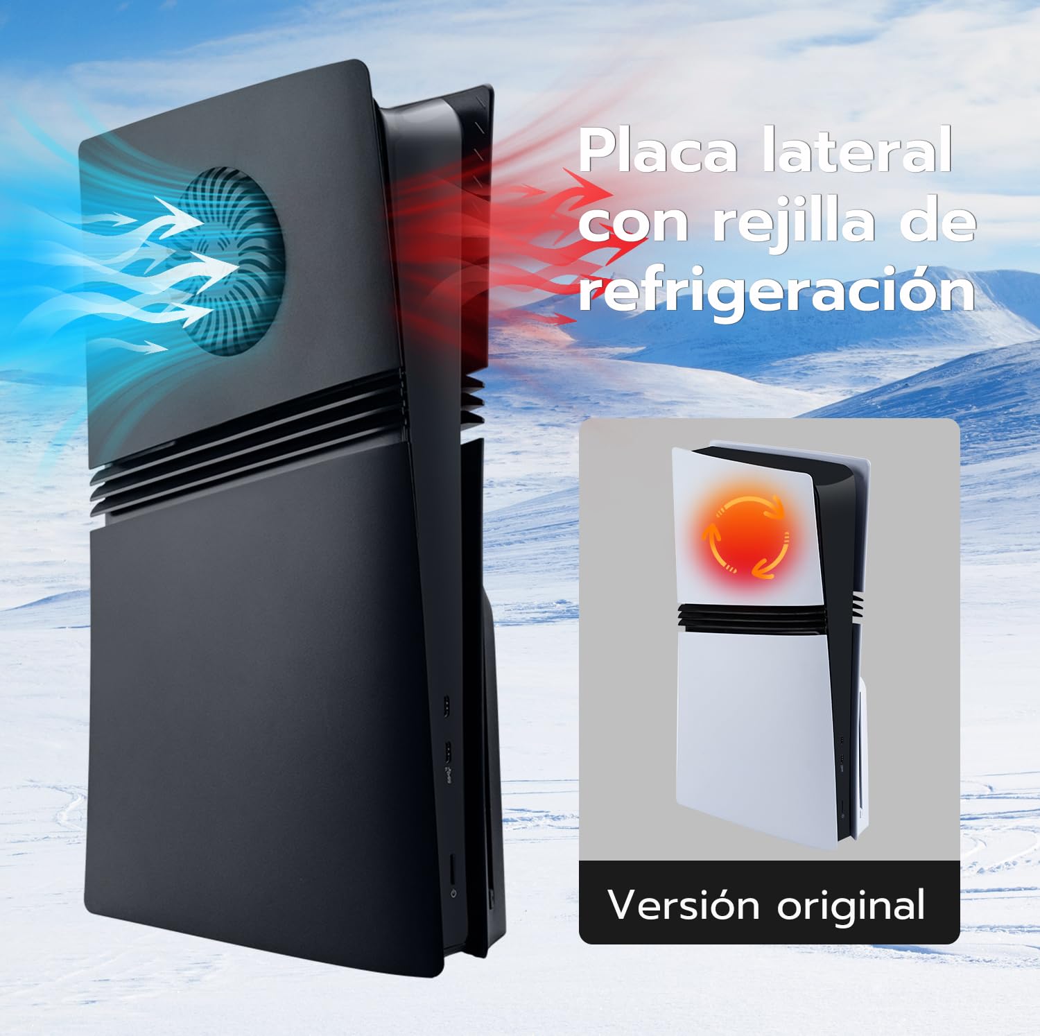 Mcbazel Placas Frontales para PS5 Pro, Cubiertas Ventiladas y Antiarañazos Compatibles con la Edición de Disco de PS5 Pro - Negro