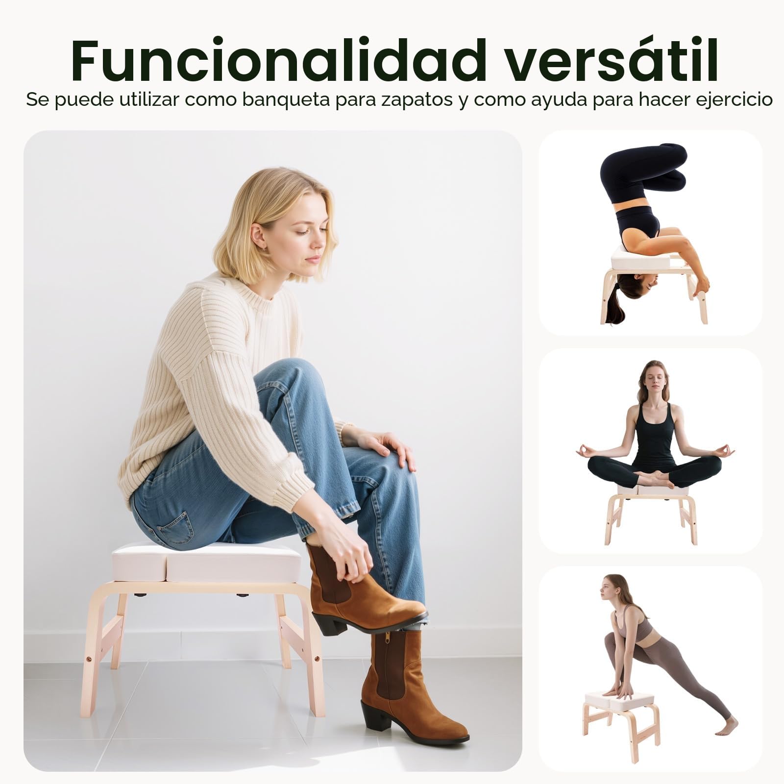 Taburete de Yoga con Soporte para la Cabeza, Taburete de Yoga, Silla de Entrenamiento para Casa y Gimnasio