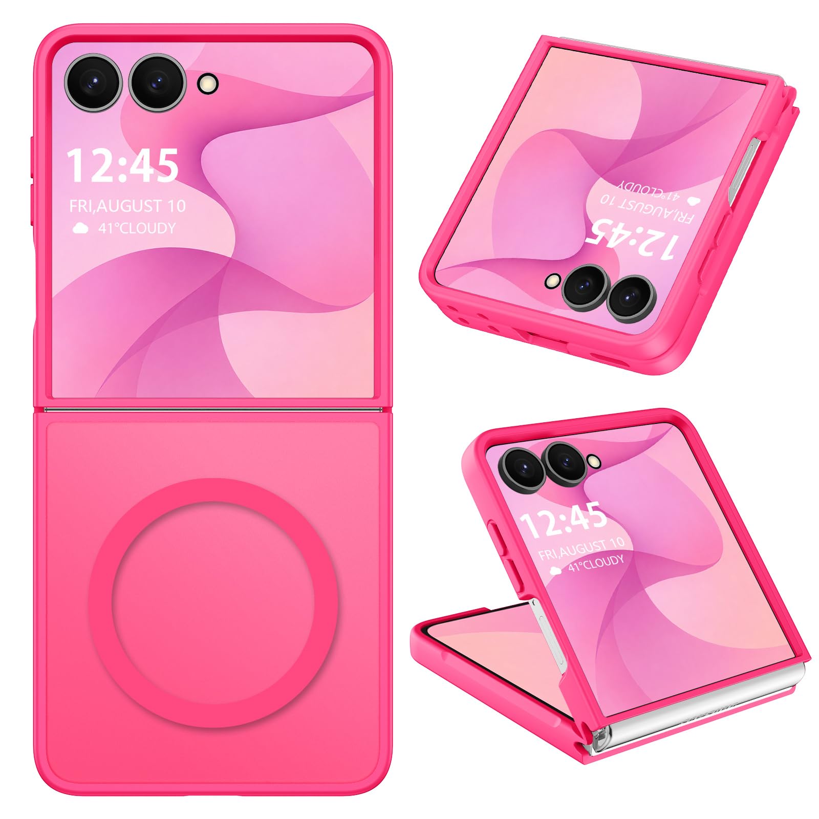 Photo 1 of DOMAVER for Samsung Galaxy Z Flip 8 Case, Translucent Matte, Hot Pink