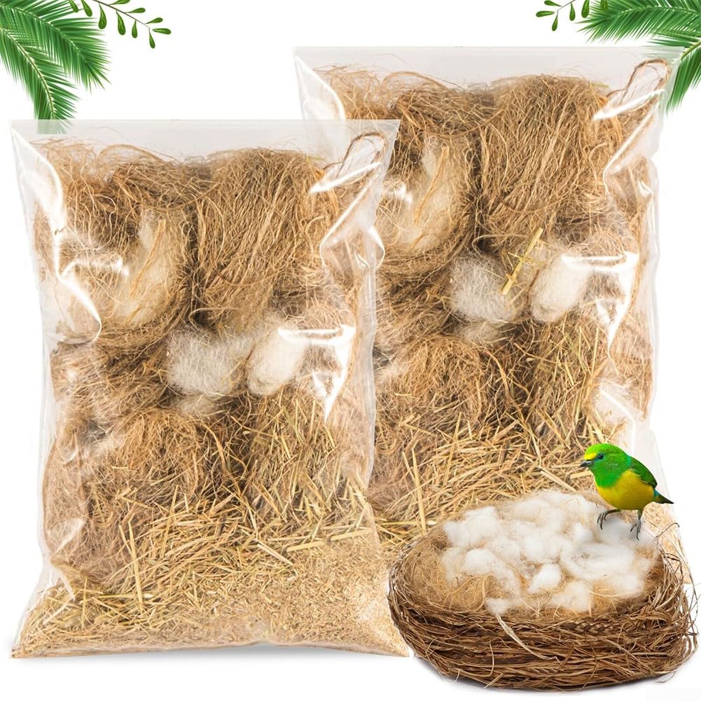 HEBEOT 2 Pcs Bird Nesting Material - Bird Nests Bedding Hummingbird Nesting Material Mixed Nesting Material For Cage Gardens Tree Trunks