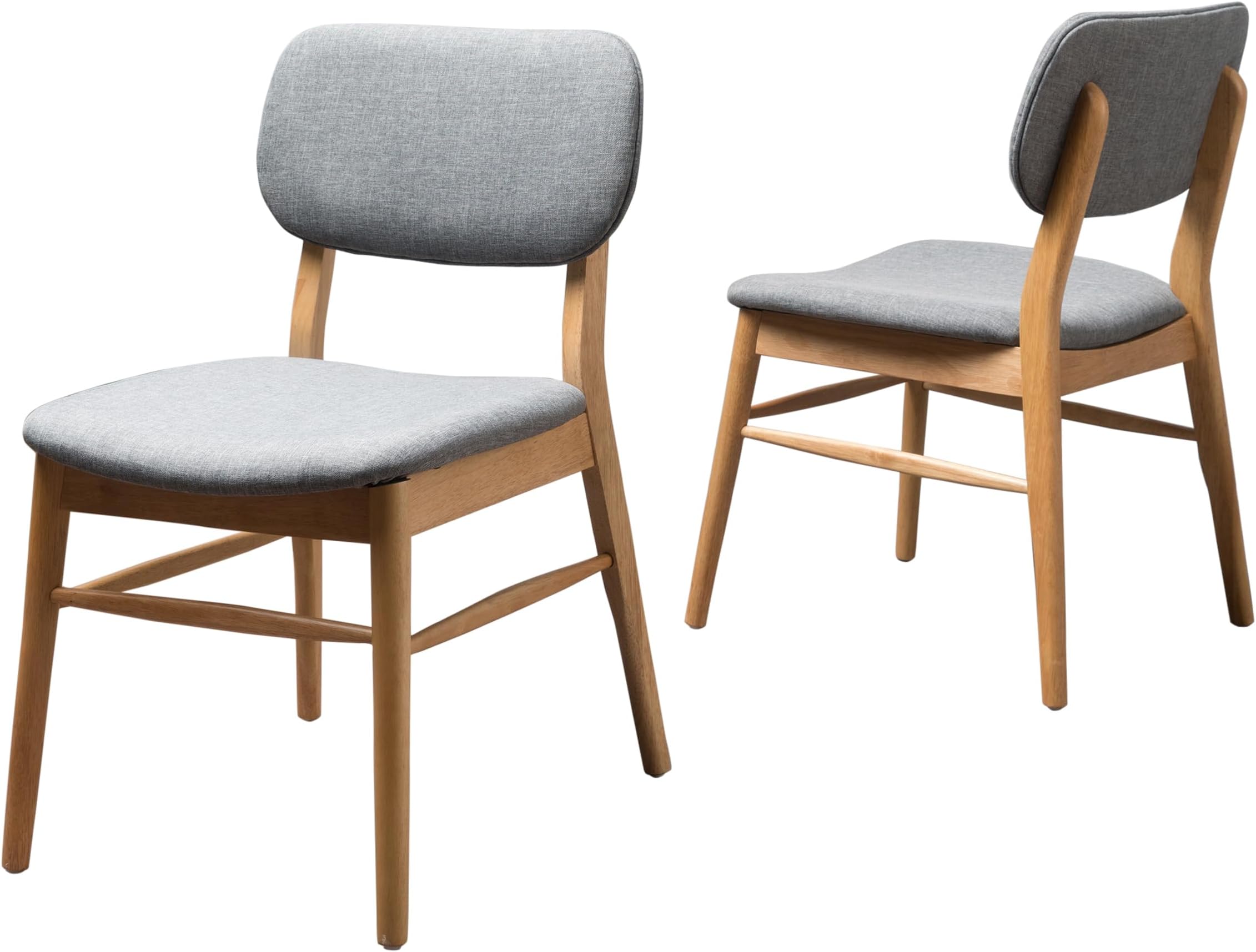 Christopher Knight HomeColette Fabric with Oak Finish Dining Chairs, 2-Pcs Set, Grey / Oak