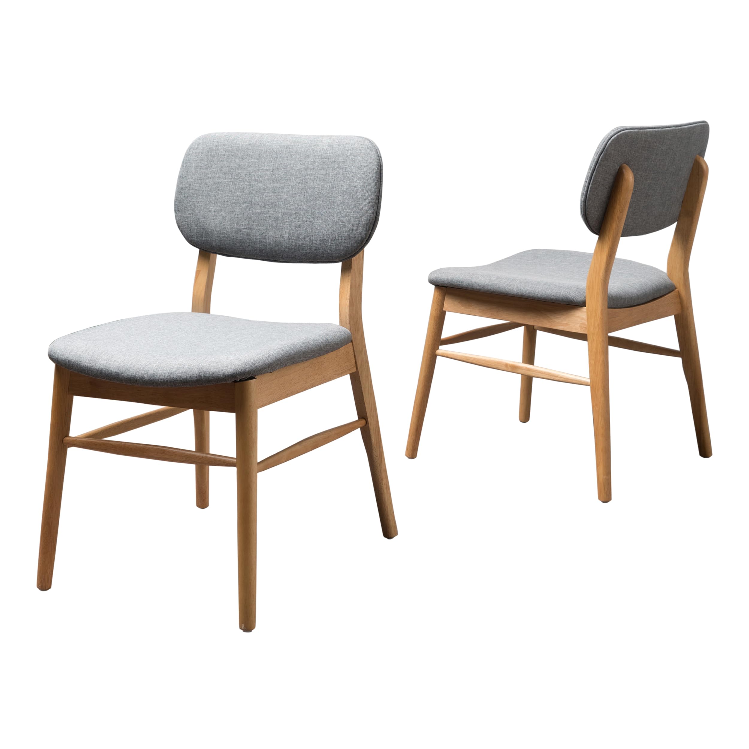 Christopher Knight HomeColette Fabric with Oak Finish Dining Chairs, 2-Pcs Set, Grey / Oak