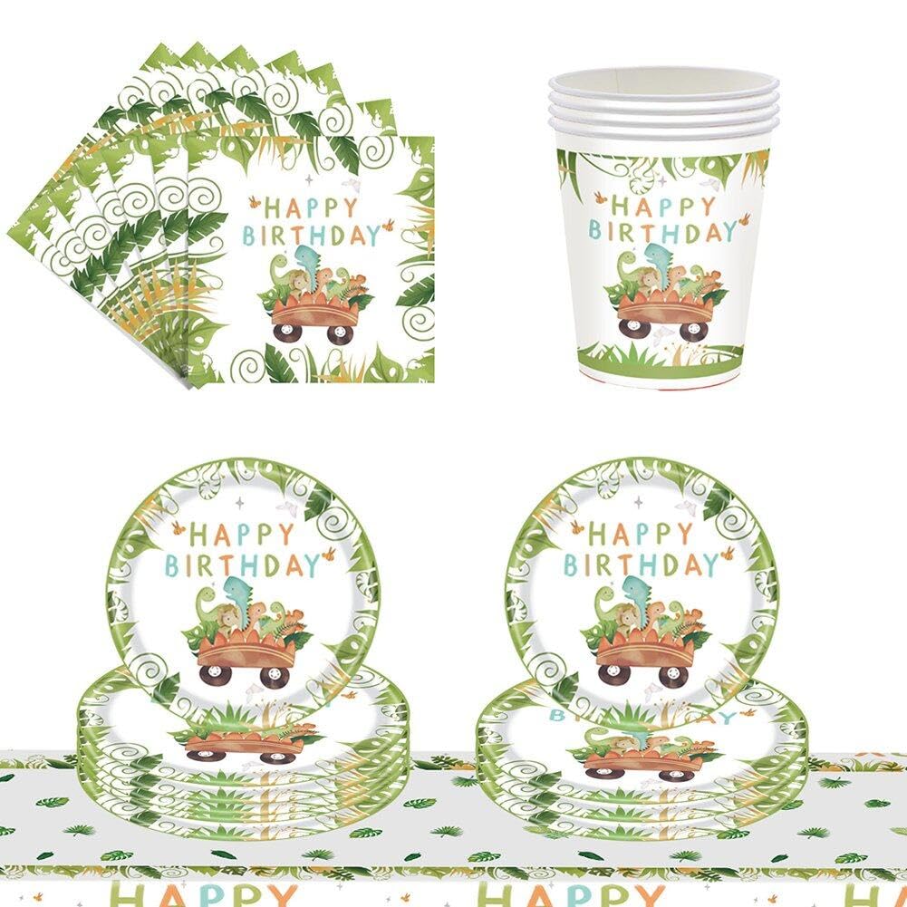 Vaisselle anniversaire dinosaure jetable pour éviter la vaisselle
