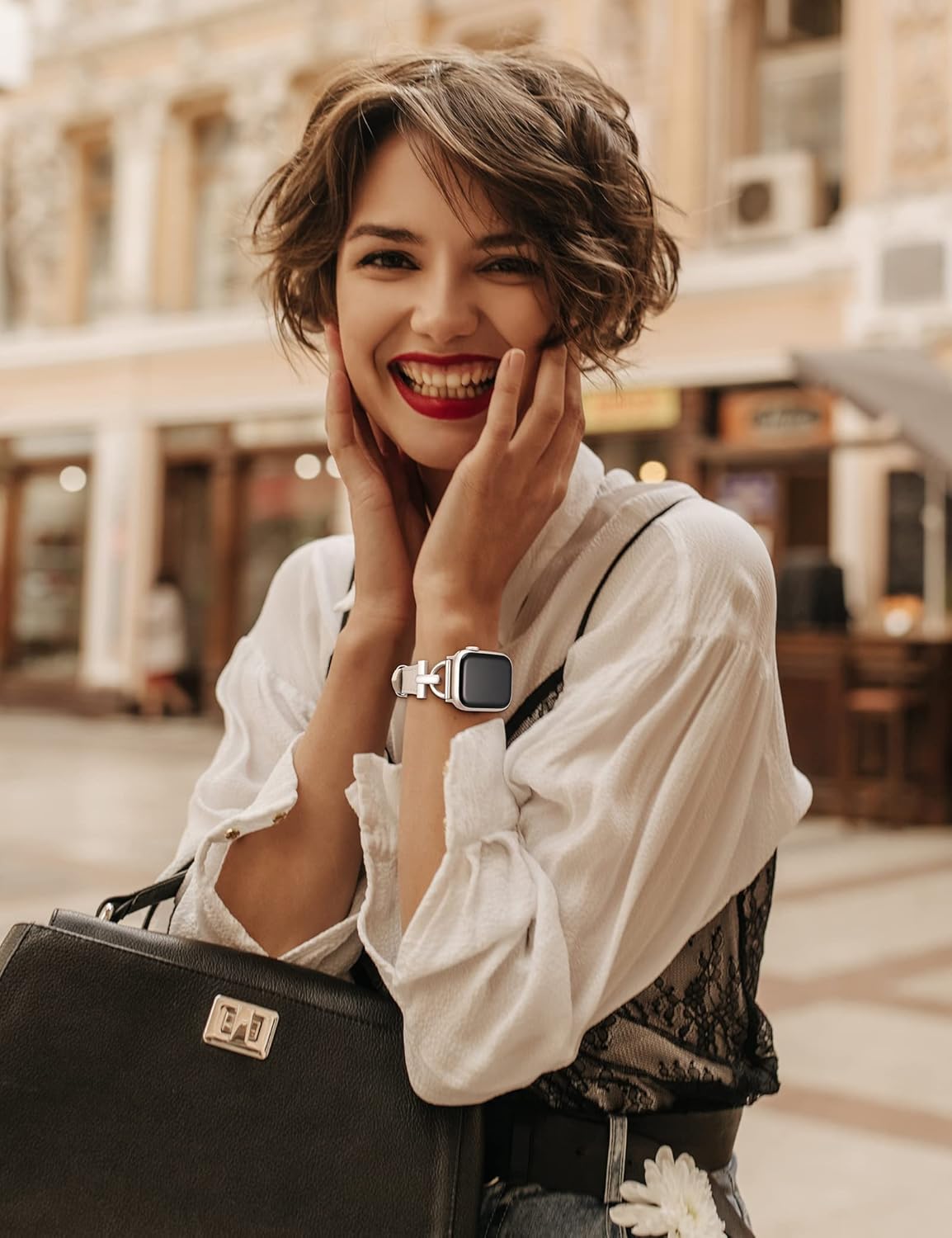 Wearlizer Leather Band Compatible with Apple Watch Bands Women 41mm 40mm 38mm 49mm 46mm 45mm 44mm 42mm, Fancy Dressy Strap for iWatch Series 11 10 9 8 7 6 5 4 3 SE/Ultra 3 2 1 - Image 5