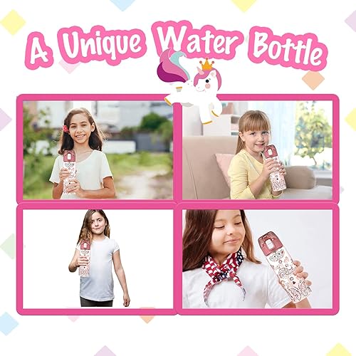 Miniatura 5 de Y YOFUN Decora tu propia botella de agua con toneladas de gemas de purpurina y calcomanías de unicornio, material Tritan sin BPA, 20 onzas, kit de