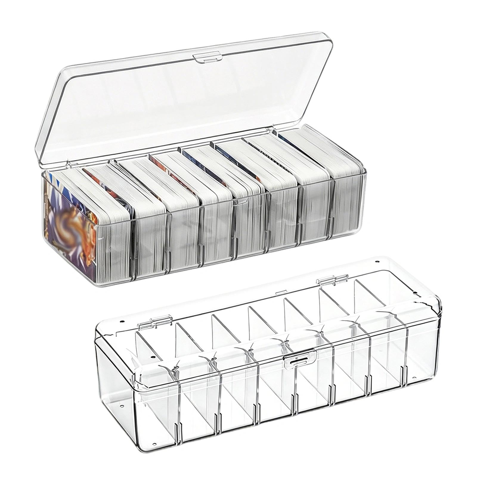 MFSKJELF 2 Pcs Clear Index Card Storage Box with Plastic Deck Dividers