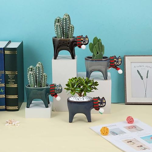Miniatura 3 de Macetero para gatos, maceta para suculentas, macetas de cerámica, macetas de animales para plantas de interior para decoración de interiores del