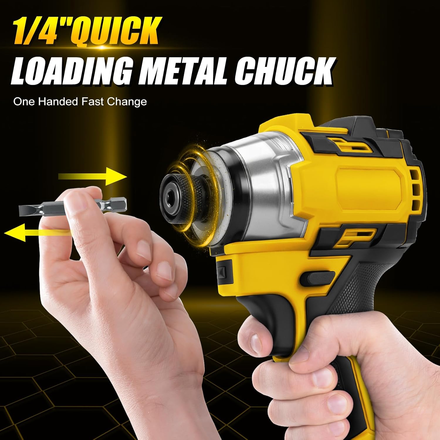 Cordless Impact Driver 1/4" for Dewalt 20V Max Battery (No Battery), 1800 In-lbs Brushless Impact Drill, 3100 RPM with LED Light for Home Installation, DIY Tools