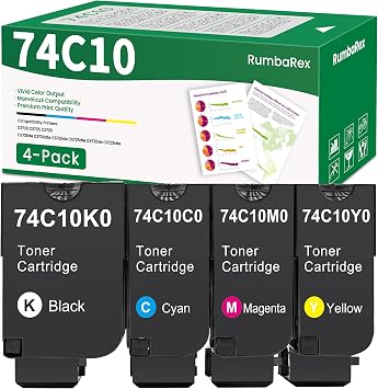 CS720 CS725 CX725 Toner Cartridges 74C10K0 74C10C0 74C10M0 74C10Y0 4-Pack