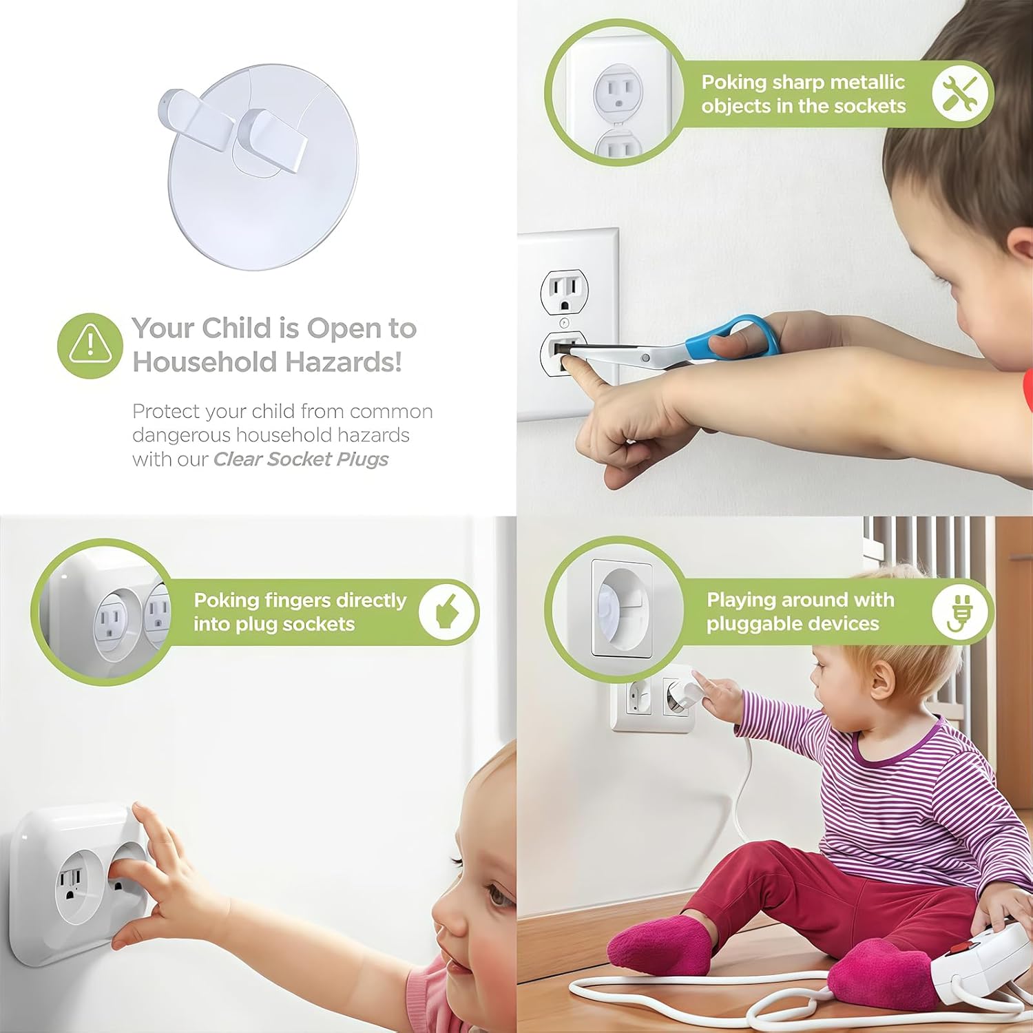 10-Pack Clear Outlet Covers - Baby Proof Outlet Plugs for Child Safety, Transparent Wall Socket Protectors | Durable, Easy to Install (Child & Pet Safe)
