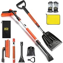 7 in 1 Snow Shovel &amp; Snow Brush Kit, 47.2" Ice Scrapers &amp; Snow Shovel Kit, Car and 360&deg; Pivoting Car Scraper Snow, 7 in 1 Extendable Snow Brush with Foam Grip Glove.