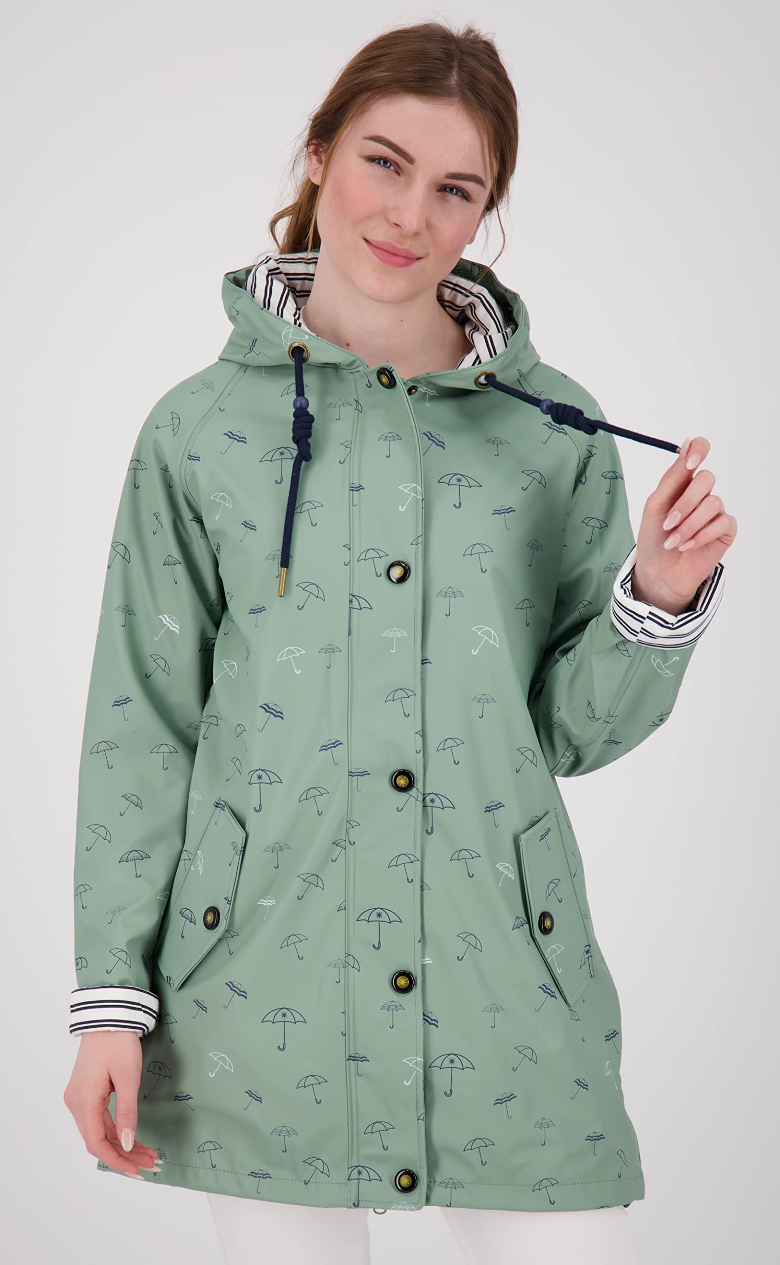 Ankerglut Damen Damen Friesennerz Regenmantel Regenjacke mit Kapuze Gefüttert Wasserdicht Wetterfest Übergangsjacke #Ankerglutbucht Regenjacke (1er Pack)