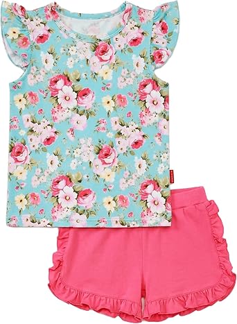 Bamboo Viscose Toddler Girls Summer Outfits Shorts Set 2-6Y