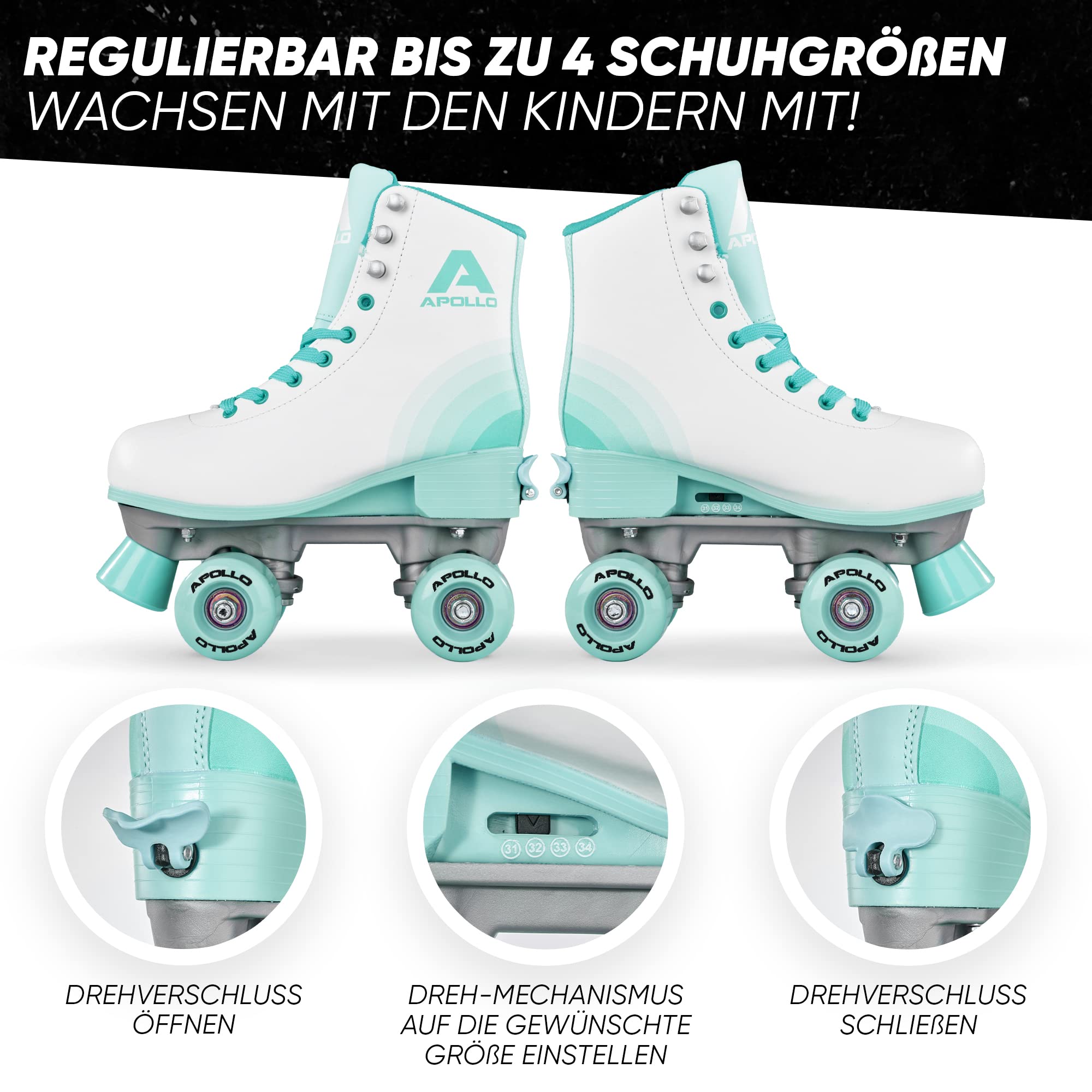 Patins à Roulettes Vintage Apollo Super Jogging - Taille 40, Boîte D'origine, Années 80/90