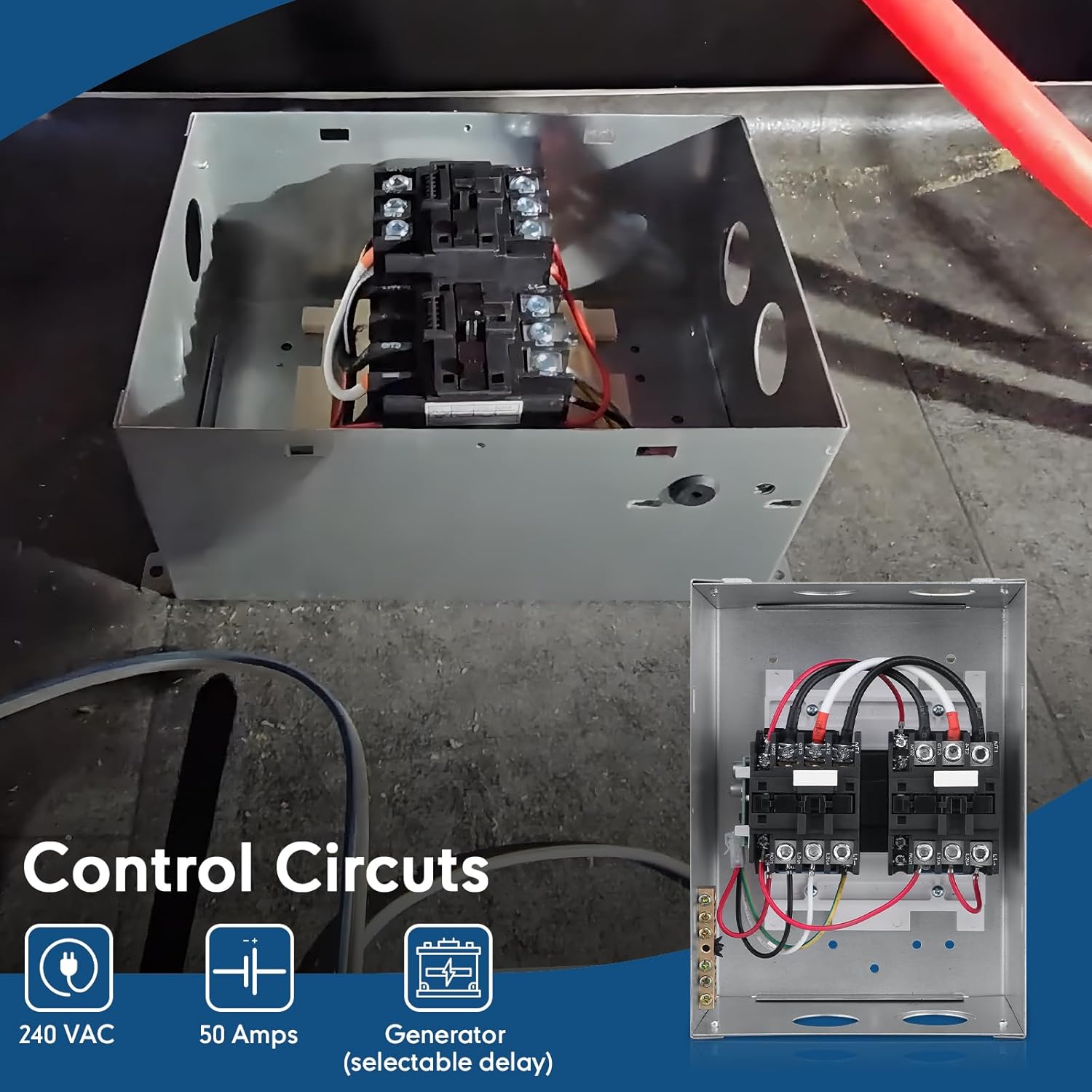 RV Transfer Switch, 50 Amp Automatic Transfer Switch for RV Speedboats Home Standby 120/240 Volt PD52 Power