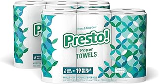 Amazon Brand - Presto! Flex-a-Size Paper Towels, Huge Roll, 12 Count = 30 Regular Rolls
