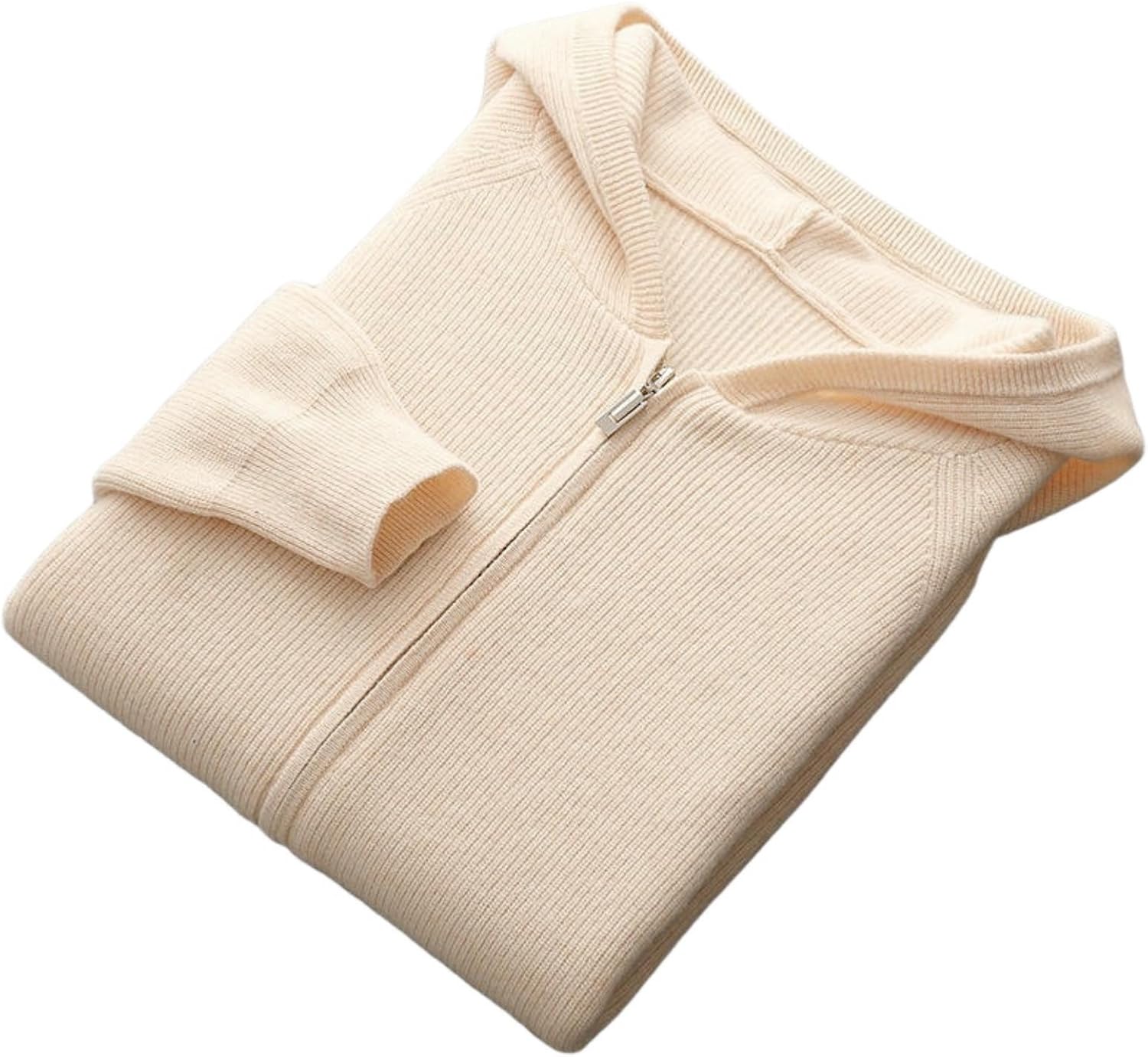 Men's Business Casual Thickened Hooded Zipper Cashmere Knit Sweater Cardigan