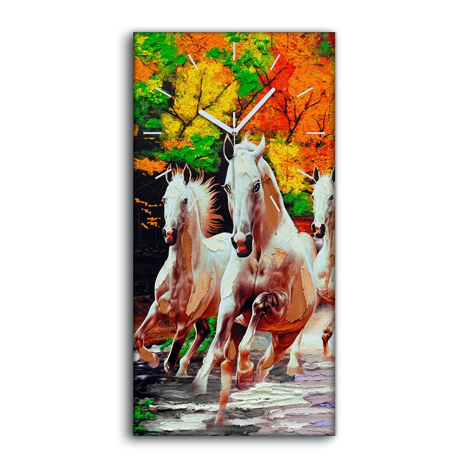 Horloge sur Toile Automne Arbre de Chevaux 30x60cm Coloray