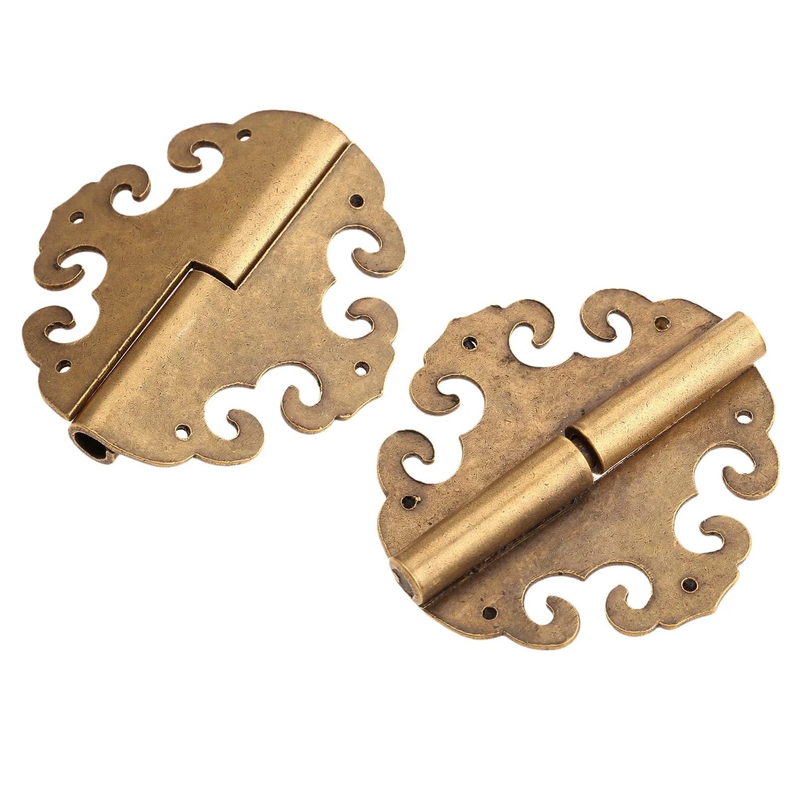 Juego de herrajes de latón puro para muebles, pomos y asas de madera, bisagras, pestillo, cerradura, pasador en forma de U, protector de esquina