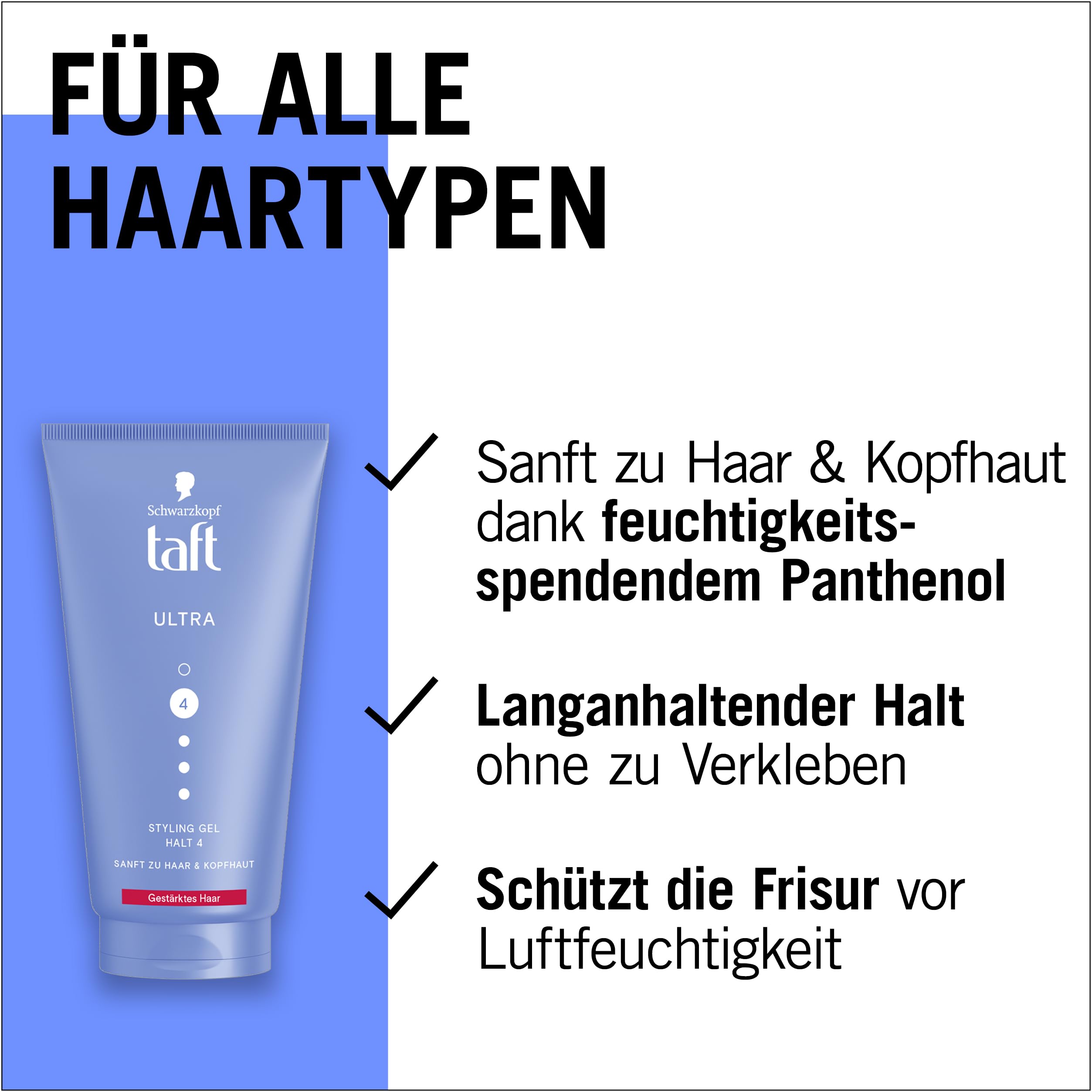 Schwarzkopf Taft Gel Ultra Styling (150 ml), żel do włosów wzmocnionych o bardzo mocnym trzymaniu, delikatny dla włosów i skóry głowy, wegański żel do stylizacji włosów