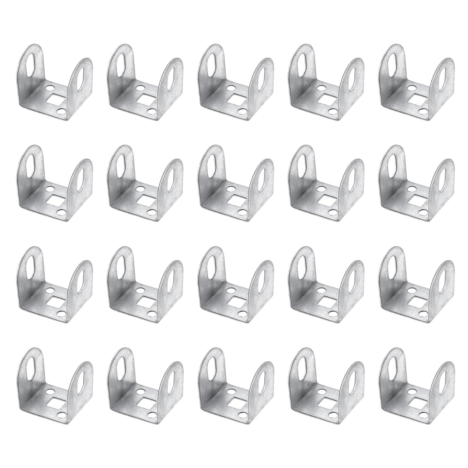 sourcing map 20 Pcs U Bracket for 1.22" Panels, 31 x 33.5 x 34mm Metal U Shaped Fasteners Brackets for Guardrail or Partitions Connection, Silver